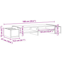 Produktbild för Skärmställ med förvaring betonggrå 100x27x15 cm konstruerat trä