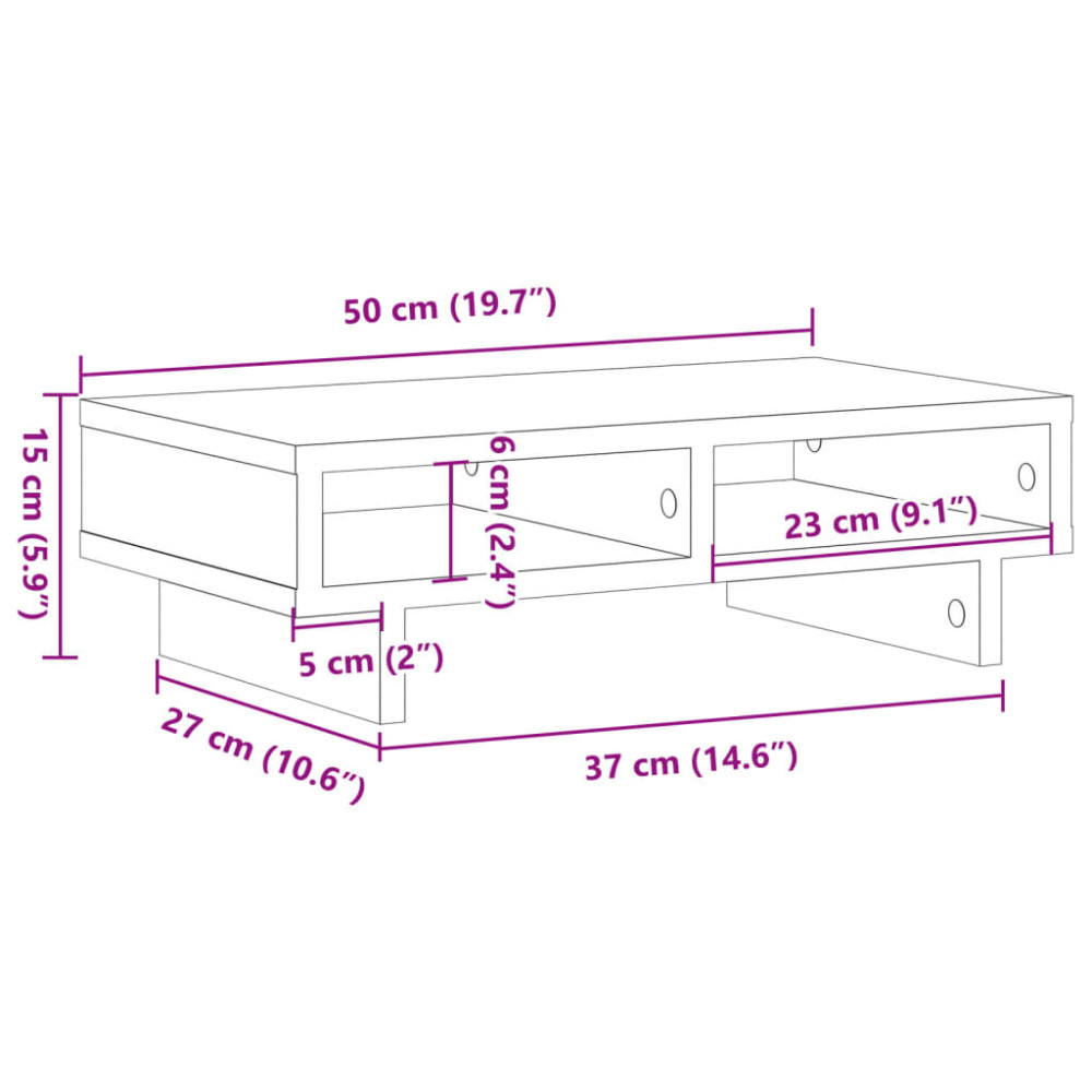 Produktbild för Skärmställ betonggrå 50x27x15 cm konstruerat trä
