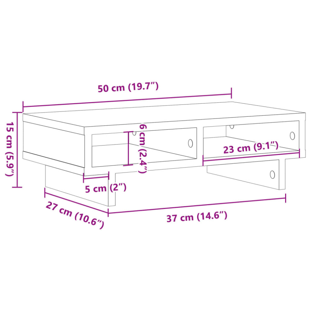 Produktbild för Skärmställ rökfärgad ek 50x27x15 cm konstruerat trä