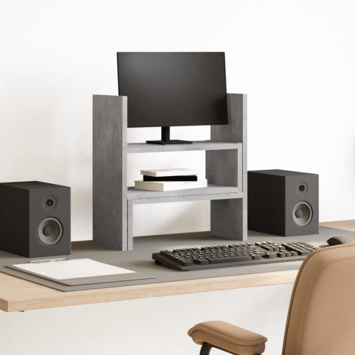 vidaXL Skrivbordshylla justerbar betonggrå 40x17x41 cm konstruerat trä - Stativ & Hållare