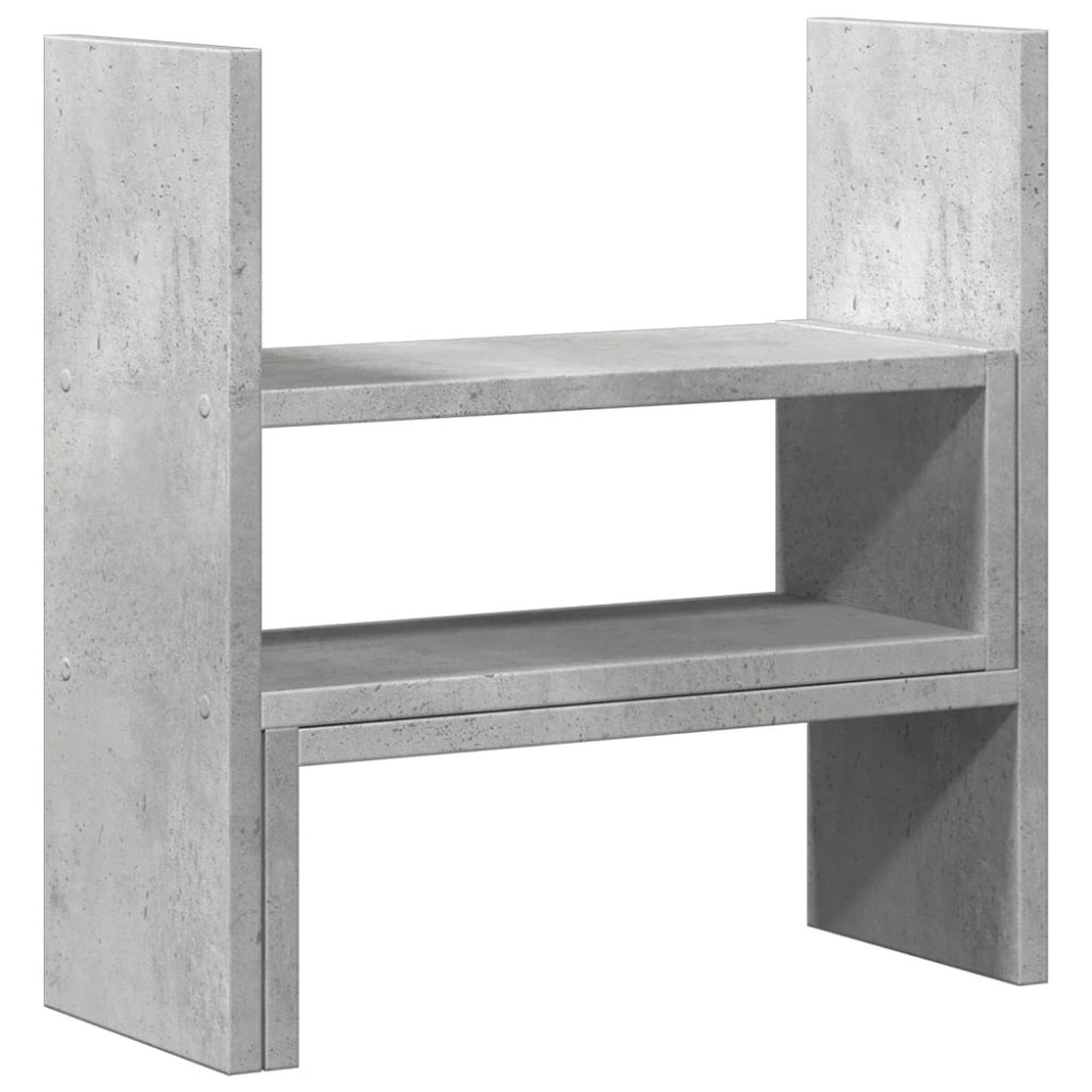 Produktbild för Skrivbordshylla justerbar betonggrå 40x17x41 cm konstruerat trä