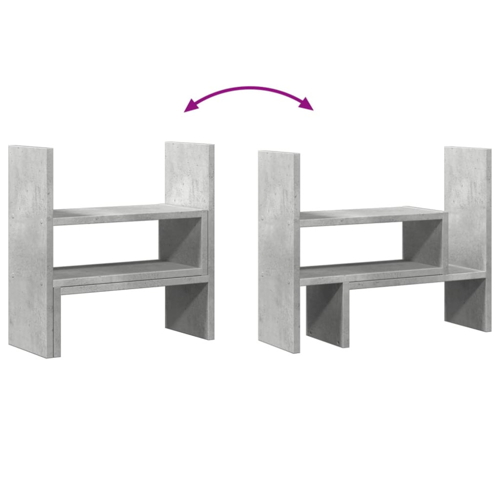 Produktbild för Skrivbordshylla justerbar betonggrå 40x17x41 cm konstruerat trä