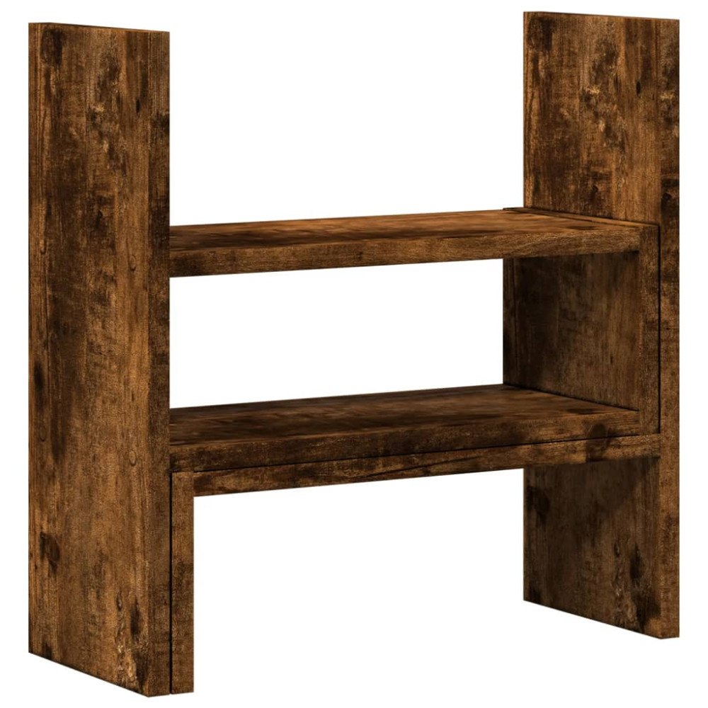 Produktbild för Skrivbordshylla justerbar rökig ek 40x17x41 cm konstruerat trä