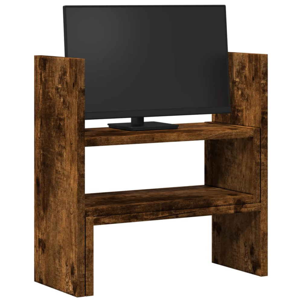 Produktbild för Skrivbordshylla justerbar rökig ek 40x17x41 cm konstruerat trä