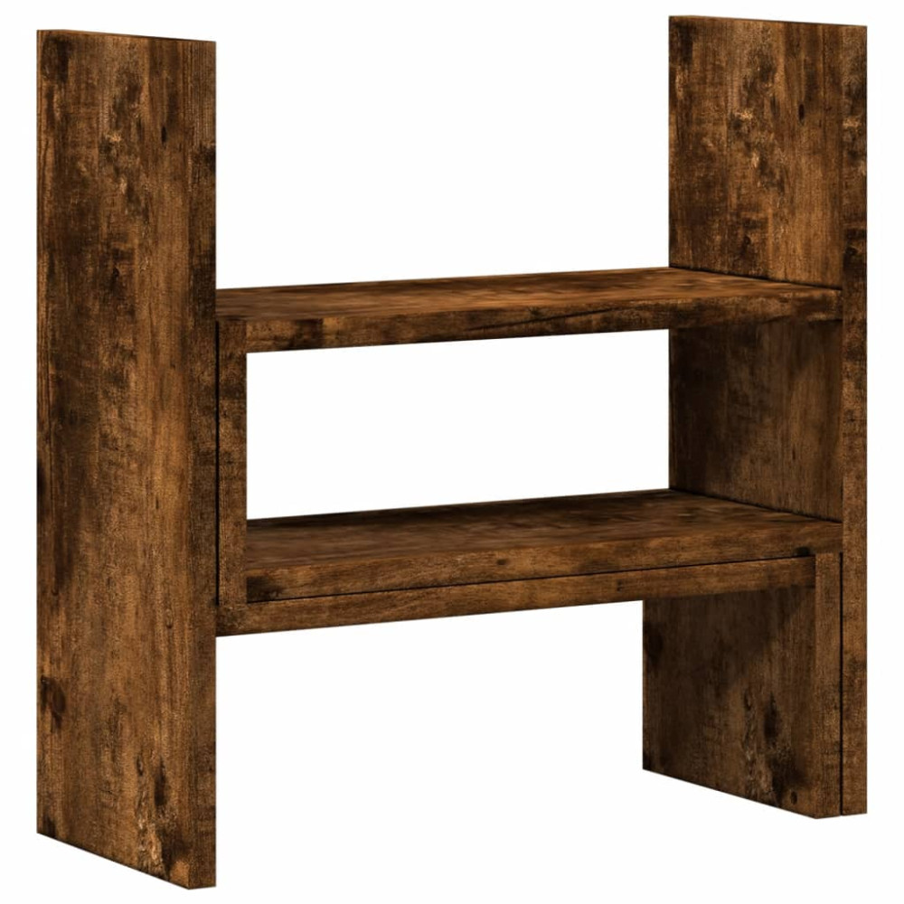 Produktbild för Skrivbordshylla justerbar rökig ek 40x17x41 cm konstruerat trä