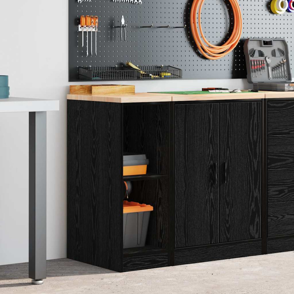 Produktbild för Garageskåp svart 30x51x85 cm massiv trä furu
