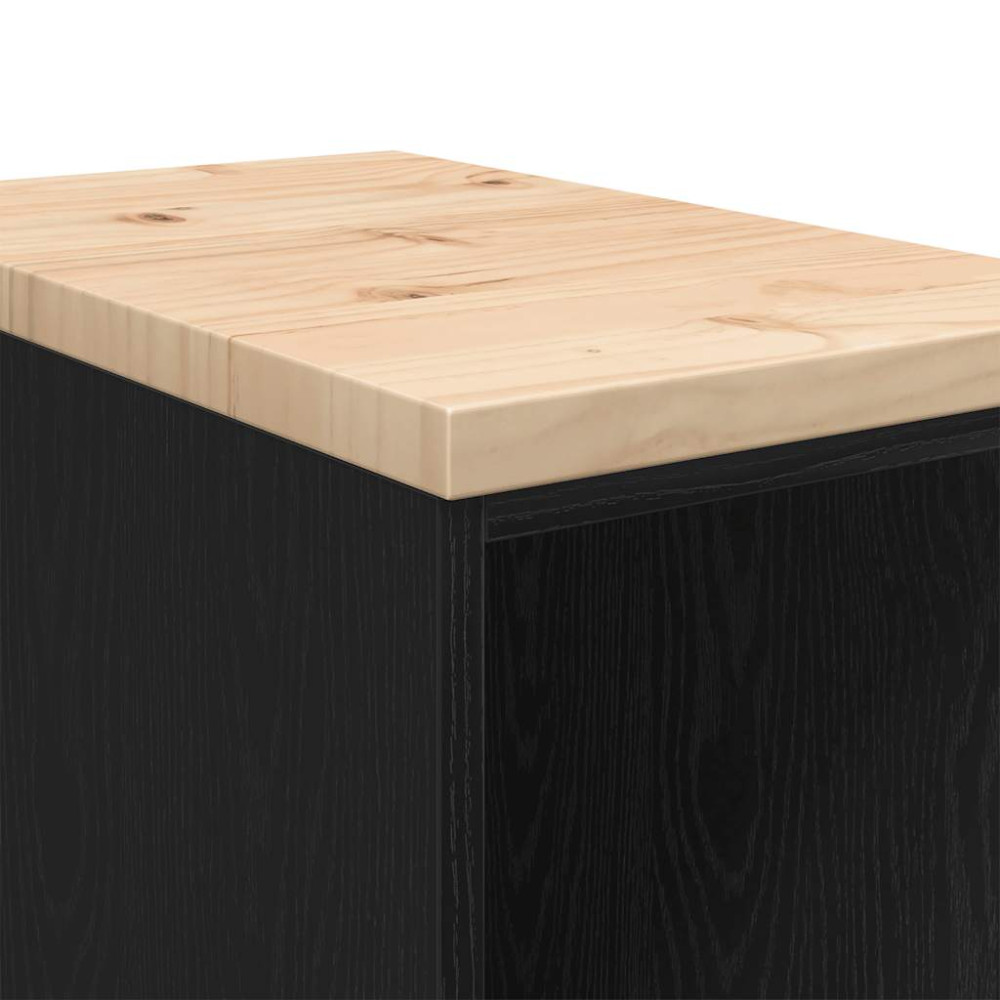 Produktbild för Garageskåp svart 30x51x85 cm massiv trä furu