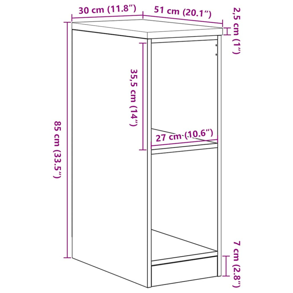 Produktbild för Garageskåp Sonoma ek 30x51x85 cm massiv trä furu