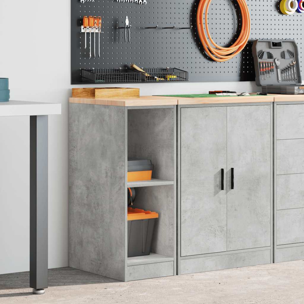 Produktbild för Förvaringsskåp för garage Betonggrå 30x51x85cm massivt trä furu