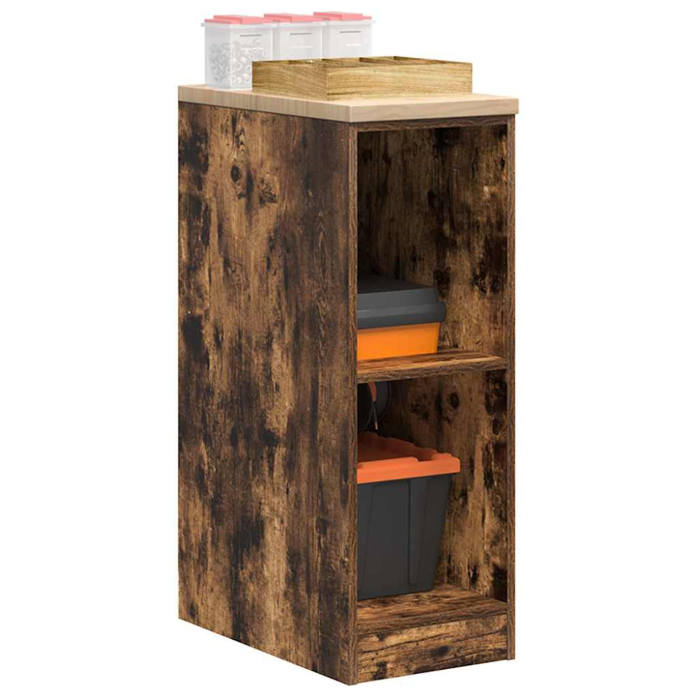 Produktbild för Förvaringsskåp för garage rökt ek 30x51x85 cm massivt trä furu