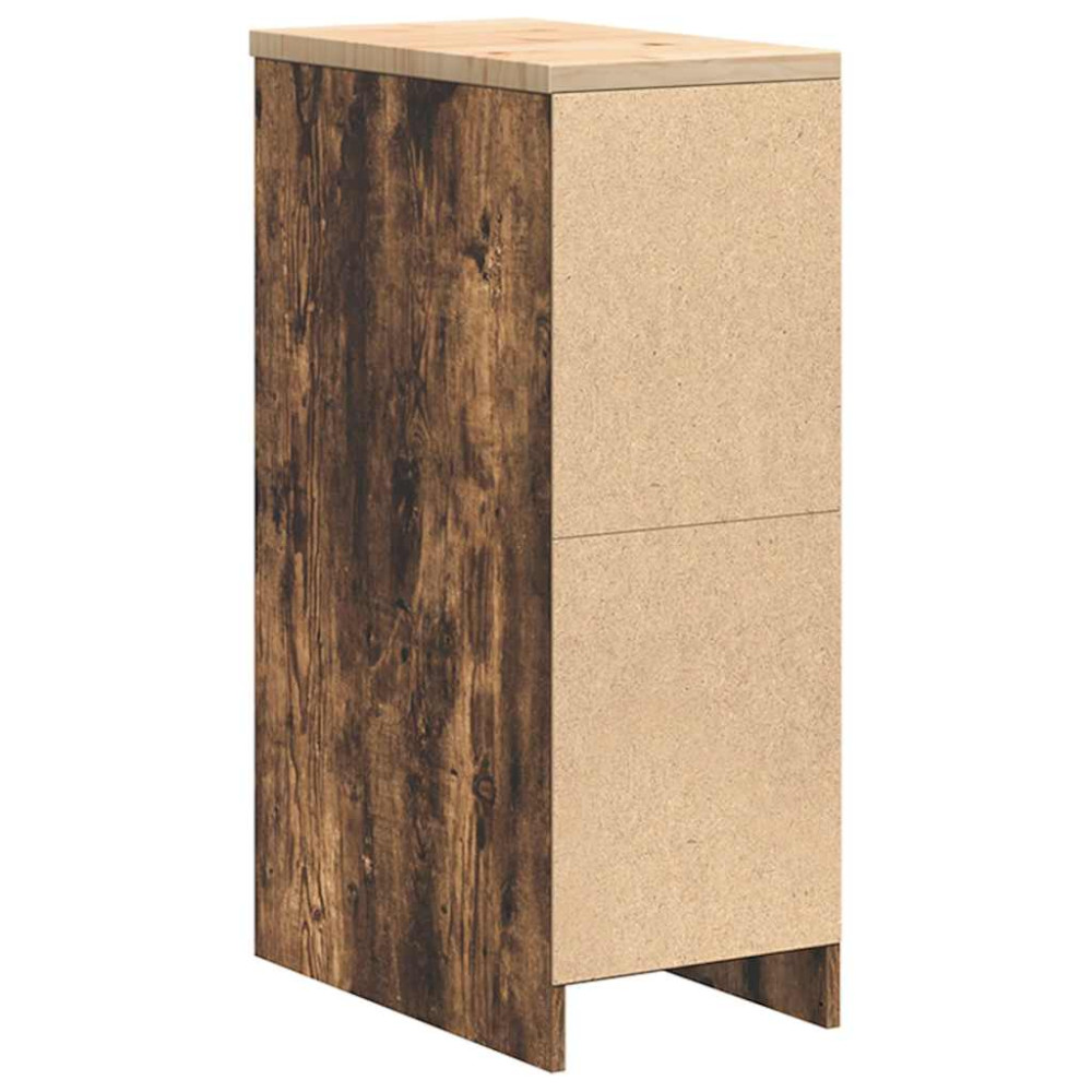Produktbild för Förvaringsskåp för garage rökt ek 30x51x85 cm massivt trä furu