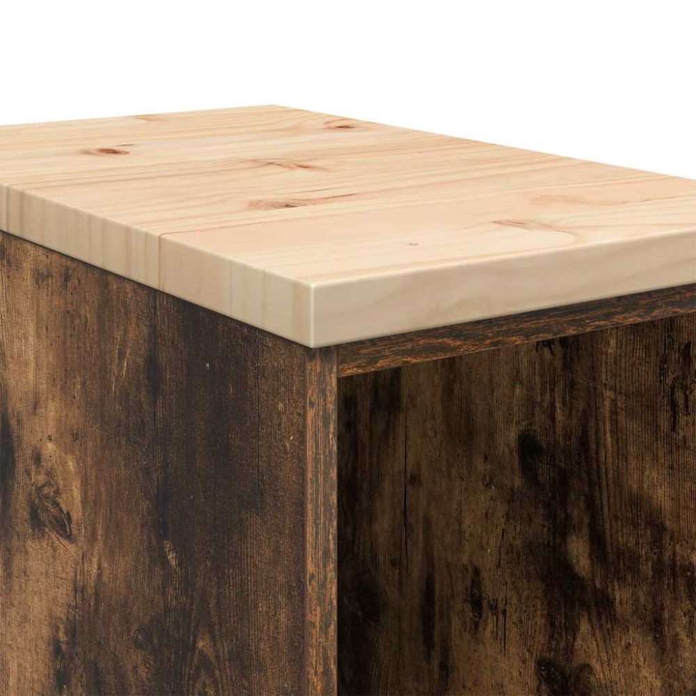 Produktbild för Förvaringsskåp för garage rökt ek 30x51x85 cm massivt trä furu