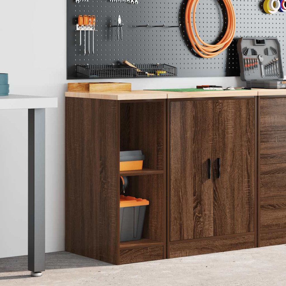 Produktbild för Förvaringsskåp för garage brun ek 30x51x85 cm massivt trä furu