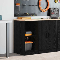 Produktbild för Garageskåp svart 40x51x85 cm massiv trä furu