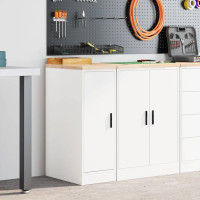Produktbild för Förvaringsskåp för garage vit 30x51x85 cm massivt trä furu