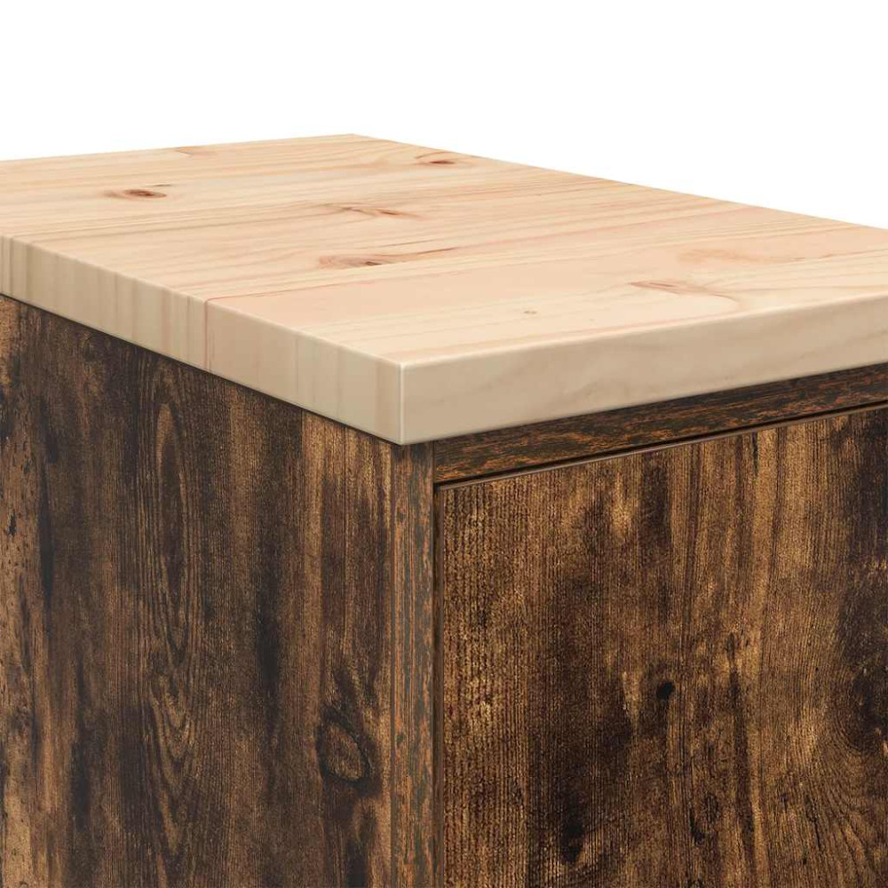 Produktbild för Förvaringsskåp för garage rökt ek 30x51x85 cm massivt trä furu