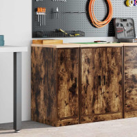 Produktbild för Förvaringsskåp för garage rökt ek 30x51x85 cm massivt trä furu