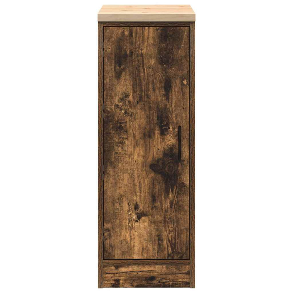 Produktbild för Förvaringsskåp för garage rökt ek 30x51x85 cm massivt trä furu
