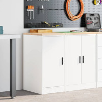 Produktbild för Förvaringsskåp för garage vit 40x51x85 cm massivt trä furu