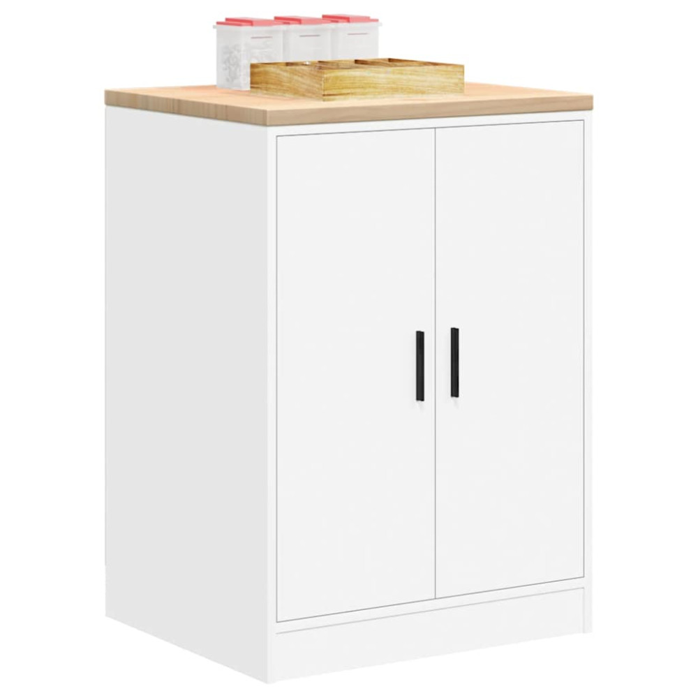 Produktbild för Förvaringsskåp för garage vit 60x51x85 cm massivt trä furu