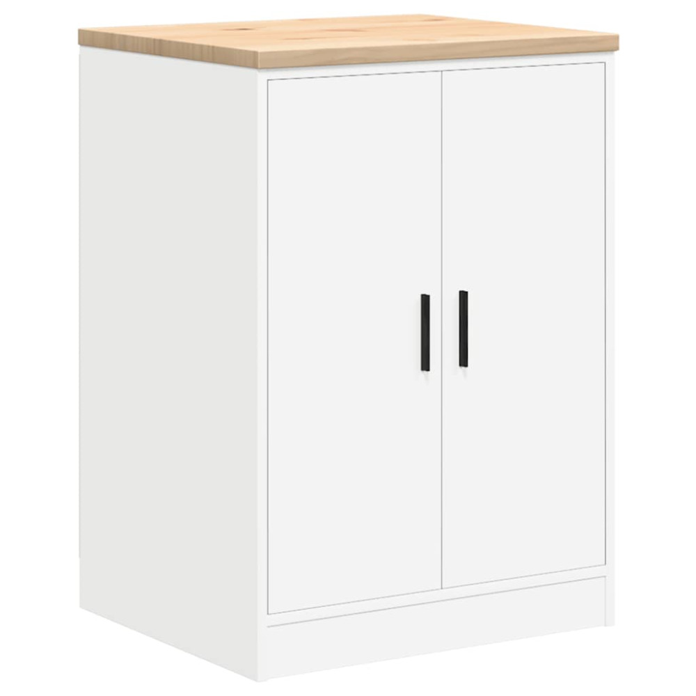 Produktbild för Förvaringsskåp för garage vit 60x51x85 cm massivt trä furu
