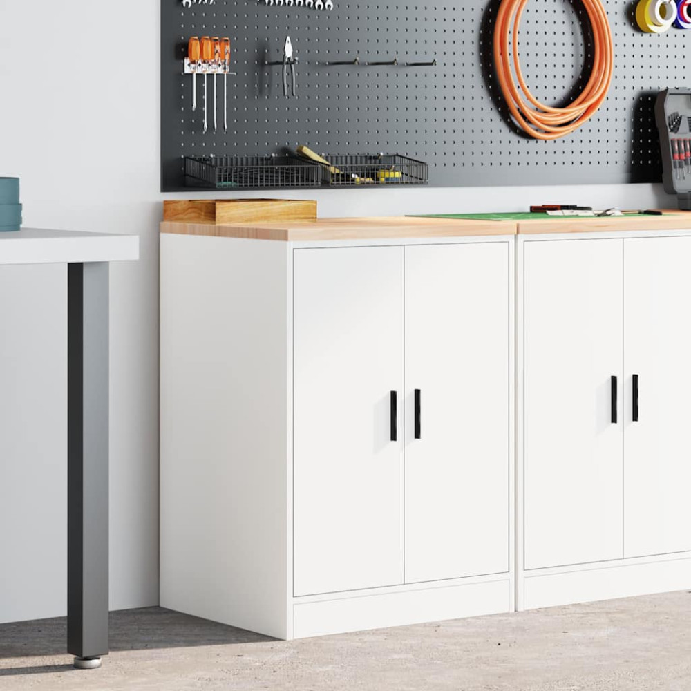 Produktbild för Förvaringsskåp för garage vit 60x51x85 cm massivt trä furu
