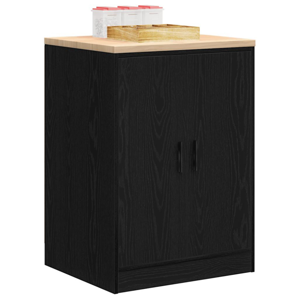 Produktbild för Garageskåp svart 60x51x85 cm massiv trä furu