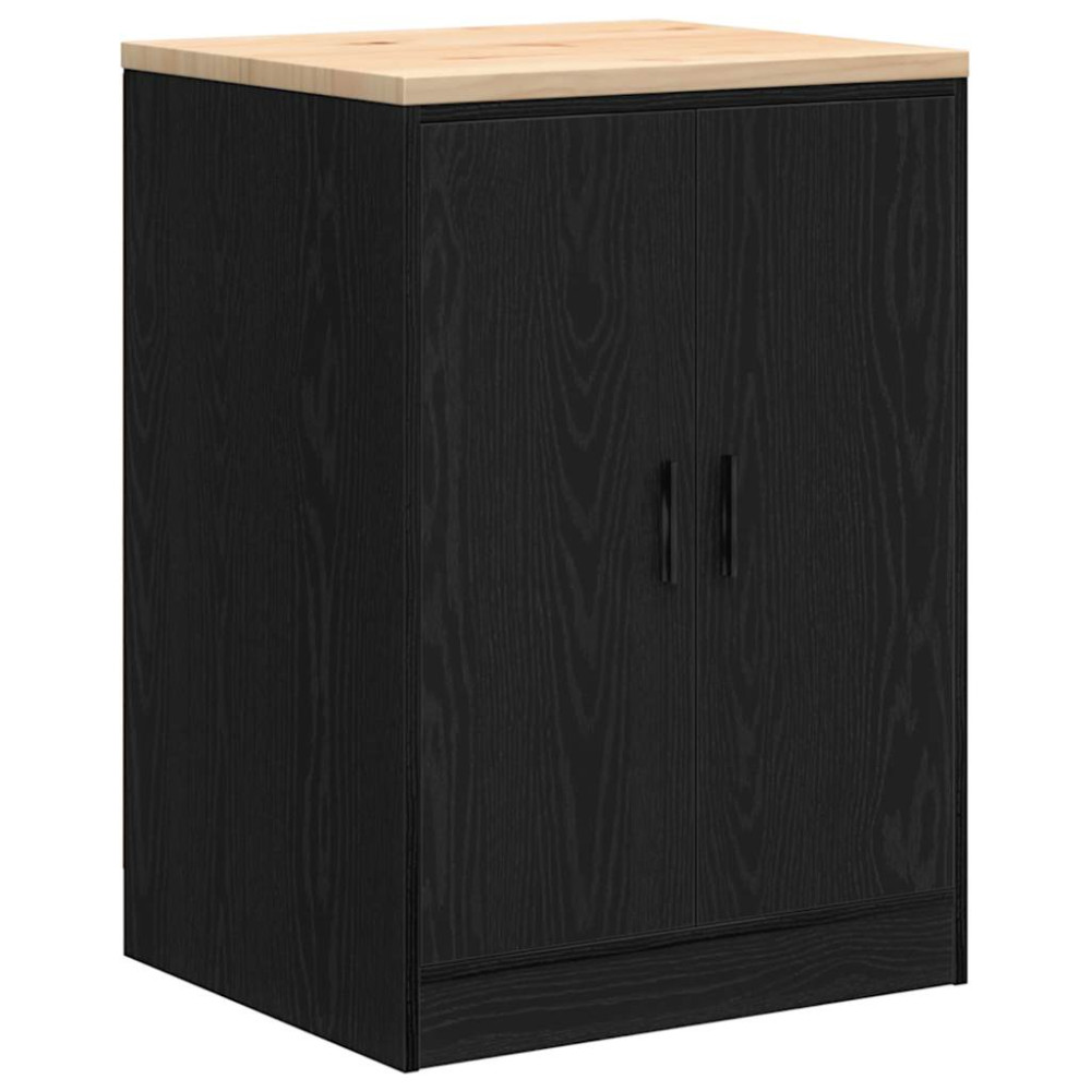 Produktbild för Garageskåp svart 60x51x85 cm massiv trä furu