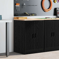 Produktbild för Garageskåp svart 60x51x85 cm massiv trä furu