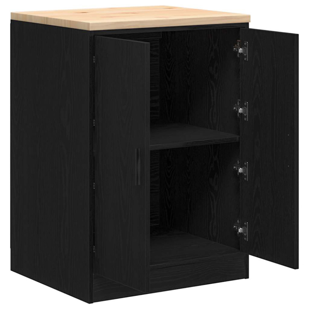 Produktbild för Garageskåp svart 60x51x85 cm massiv trä furu