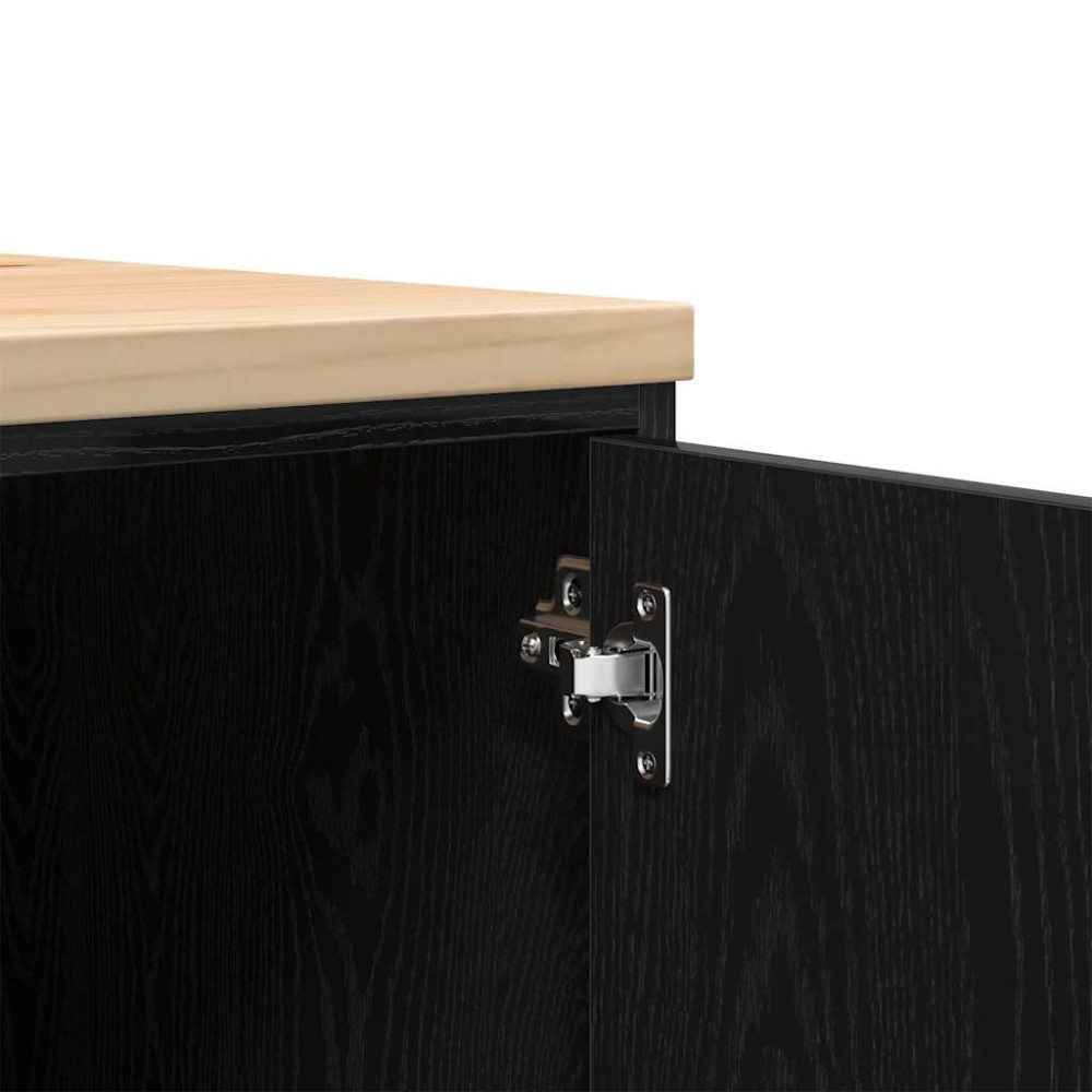 Produktbild för Garageskåp svart 60x51x85 cm massiv trä furu