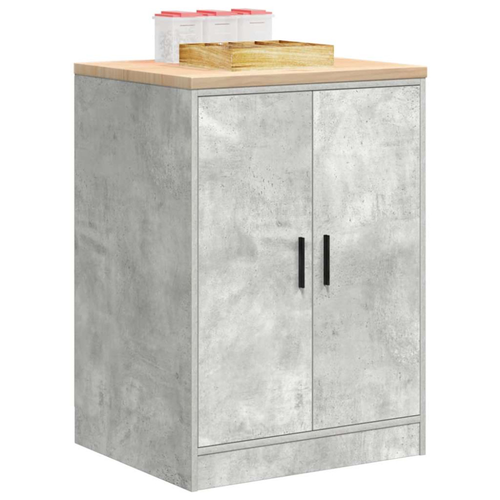 Produktbild för Förvaringsskåp för garage Betonggrå 60x51x85cm massivt trä furu