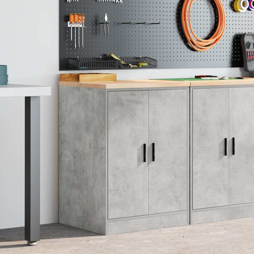 Produktbild för Förvaringsskåp för garage Betonggrå 60x51x85cm massivt trä furu