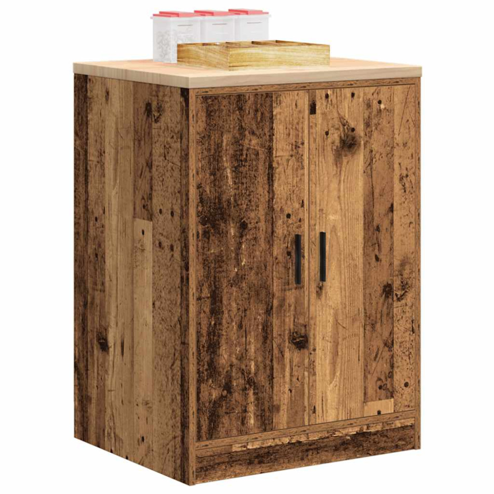 Produktbild för Garageskåp gammalt trä 60x51x85 cm massivt trä furu