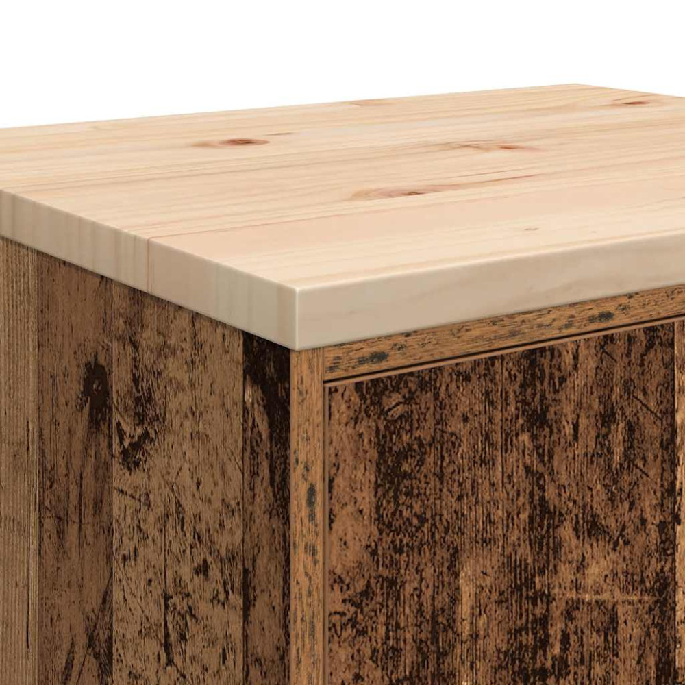 Produktbild för Garageskåp gammalt trä 60x51x85 cm massivt trä furu