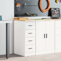 Produktbild för Förvaringsskåp för garage vit 30x51x85 cm massivt trä furu