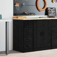 Produktbild för Garageskåp svart 30x51x85 cm massiv trä furu