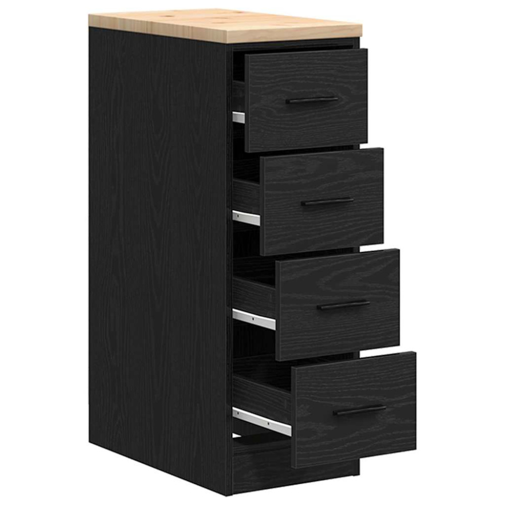 Produktbild för Garageskåp svart 30x51x85 cm massiv trä furu
