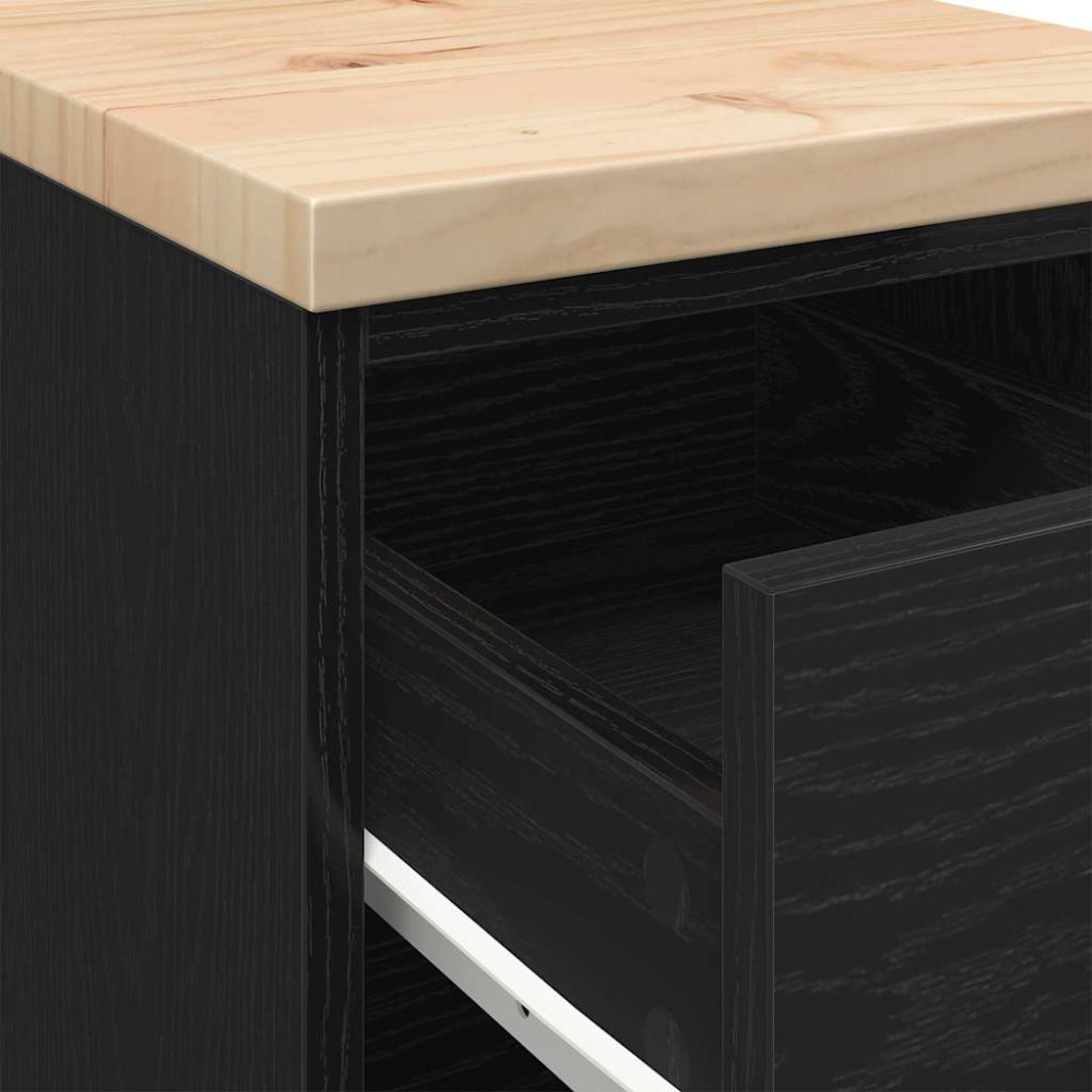 Produktbild för Garageskåp svart 30x51x85 cm massiv trä furu