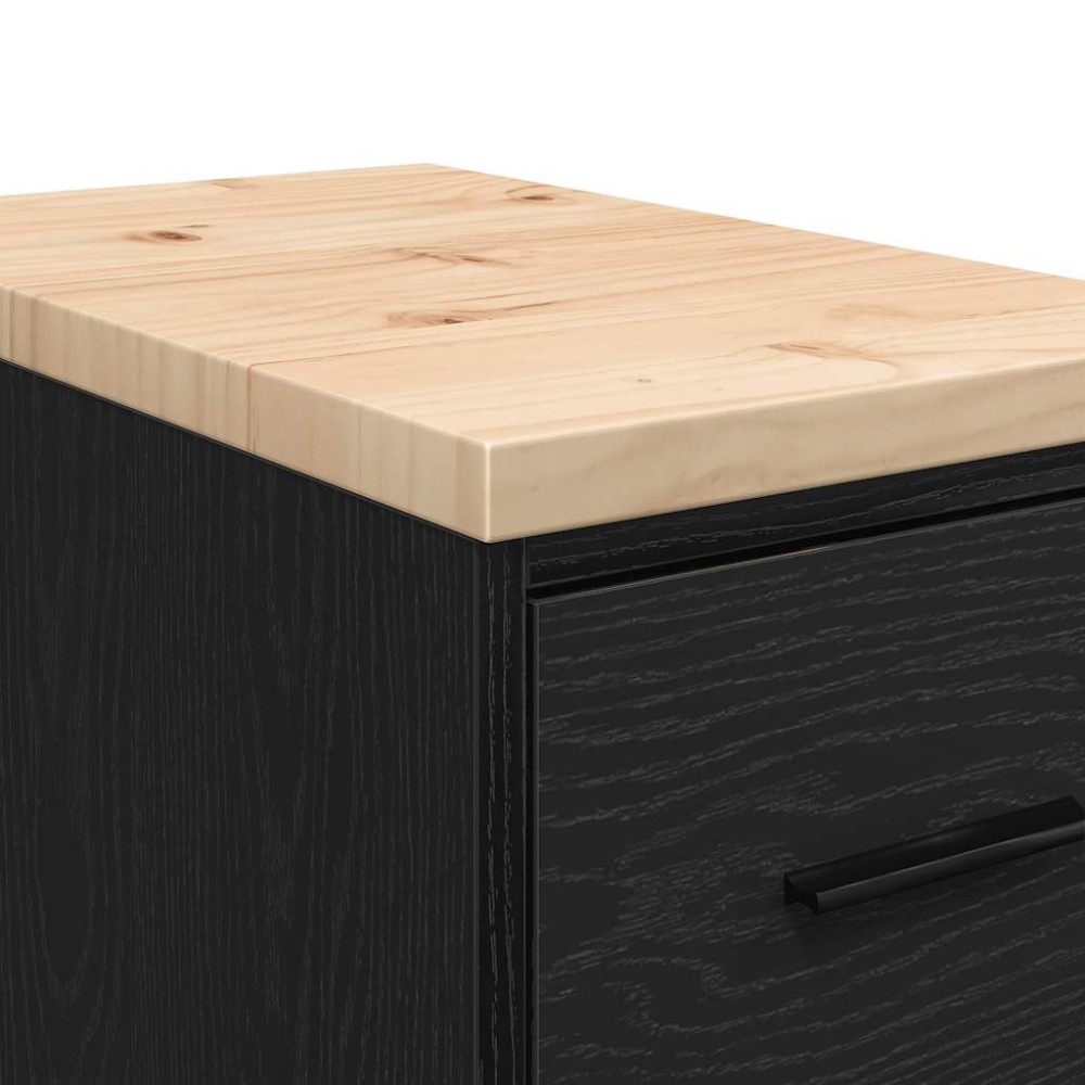 Produktbild för Garageskåp svart 30x51x85 cm massiv trä furu