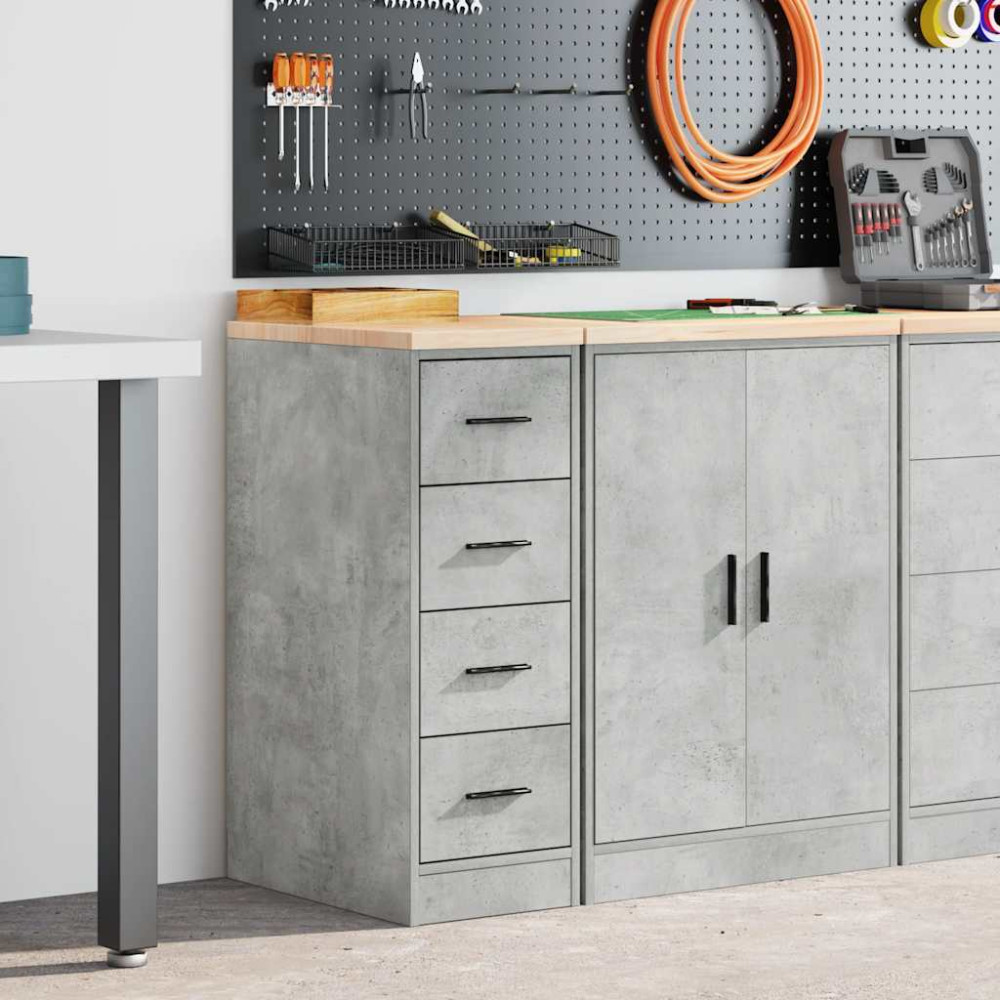 Produktbild för Förvaringsskåp för garage Betonggrå 30x51x85cm massivt trä furu