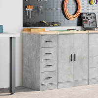 Produktbild för Förvaringsskåp för garage Betonggrå 30x51x85cm massivt trä furu