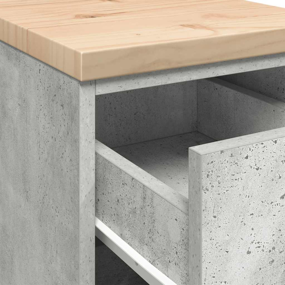 Produktbild för Förvaringsskåp för garage Betonggrå 30x51x85cm massivt trä furu