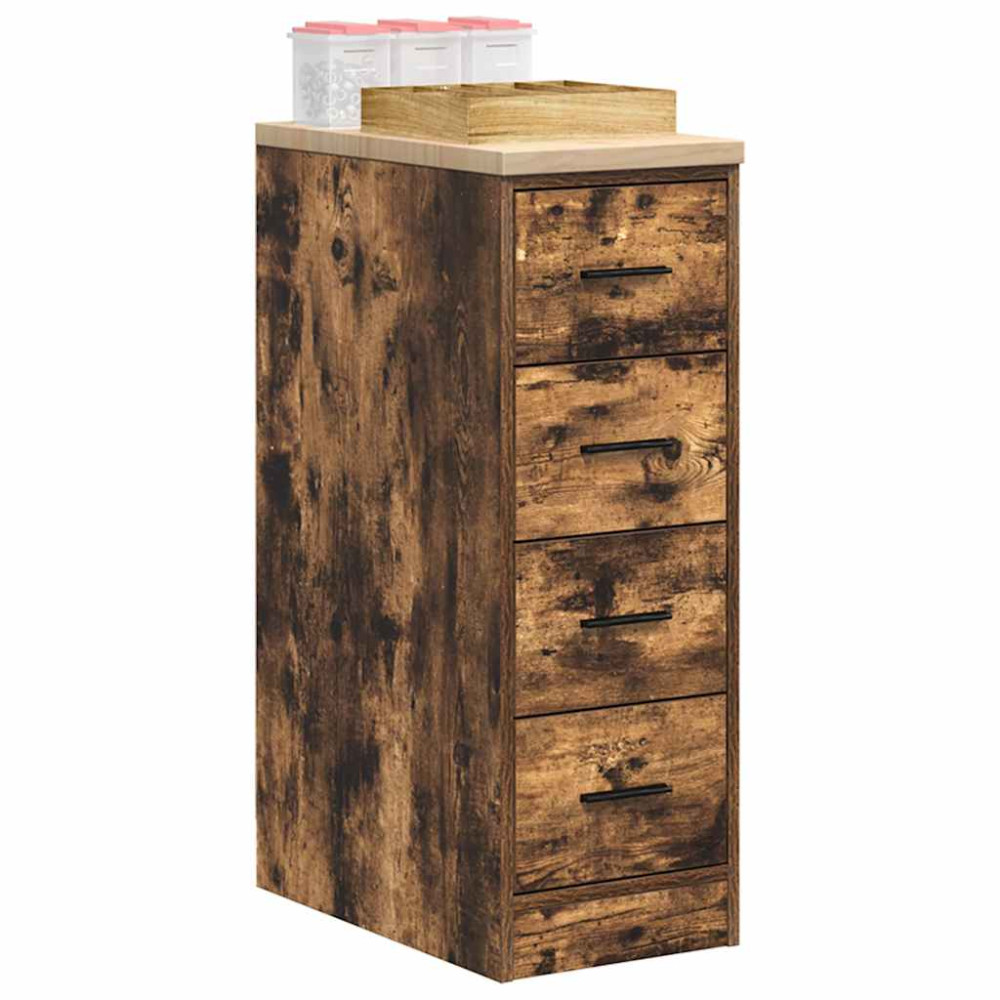 Produktbild för Förvaringsskåp för garage rökt ek 30x51x85 cm massivt trä furu