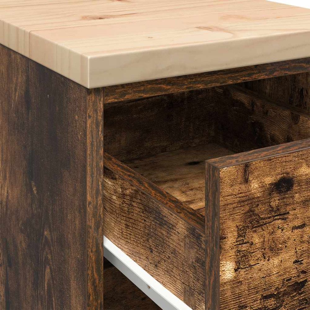 Produktbild för Förvaringsskåp för garage rökt ek 30x51x85 cm massivt trä furu