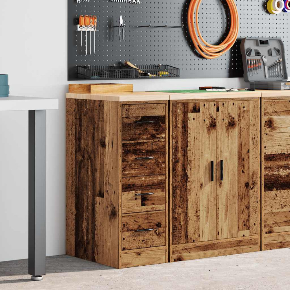 Produktbild för Garageskåp gammalt trä 30x51x85 cm massivt trä furu