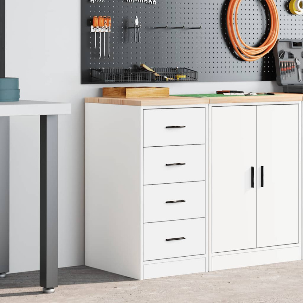 Produktbild för Förvaringsskåp för garage vit 40x51x85 cm massivt trä furu