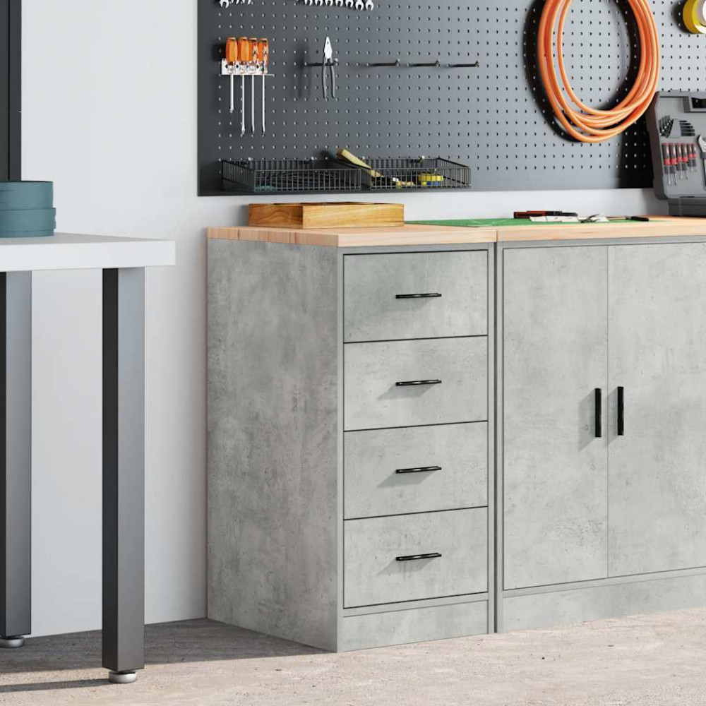 Produktbild för Förvaringsskåp för garage Betonggrå 40x51x85cm massivt trä furu