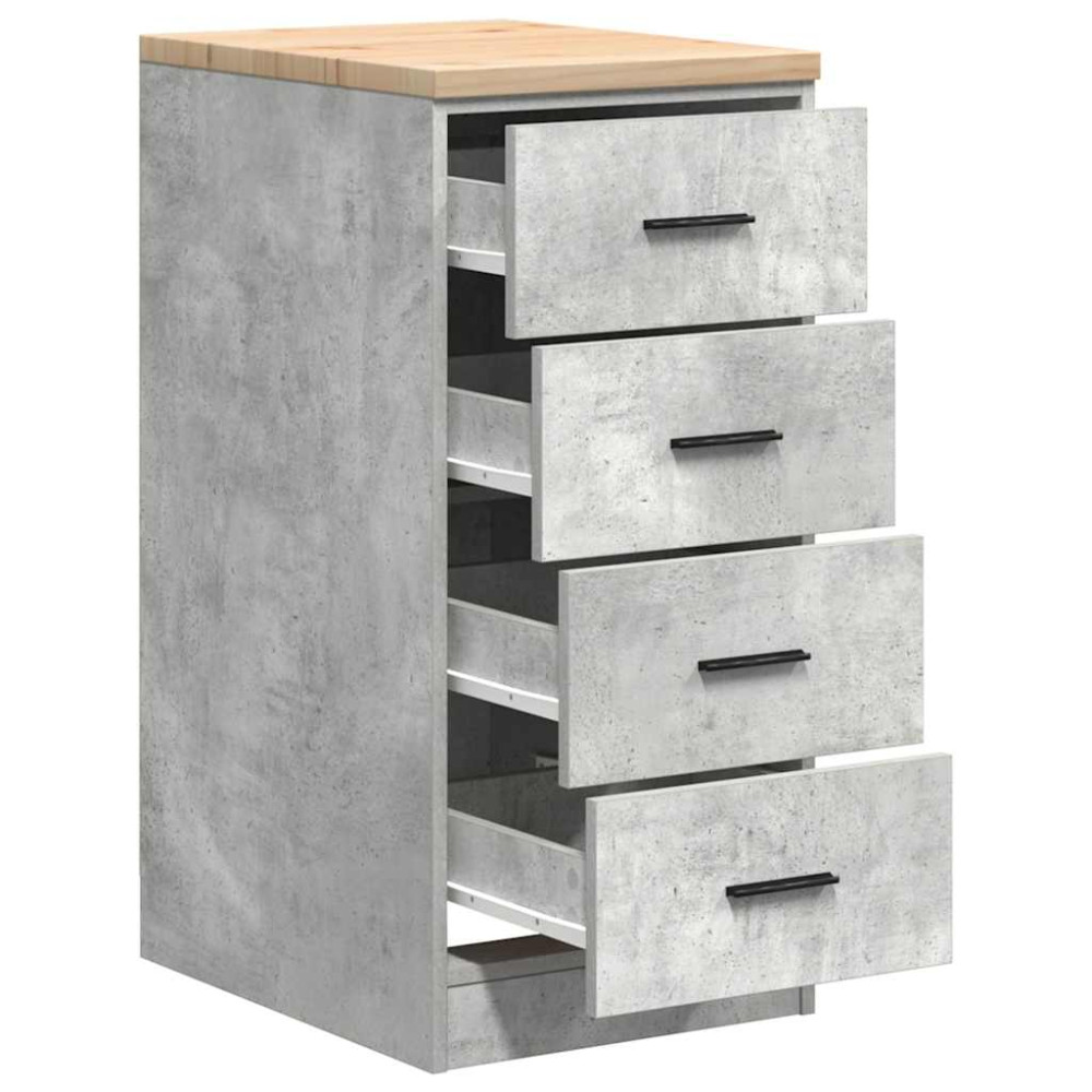 Produktbild för Förvaringsskåp för garage Betonggrå 40x51x85cm massivt trä furu
