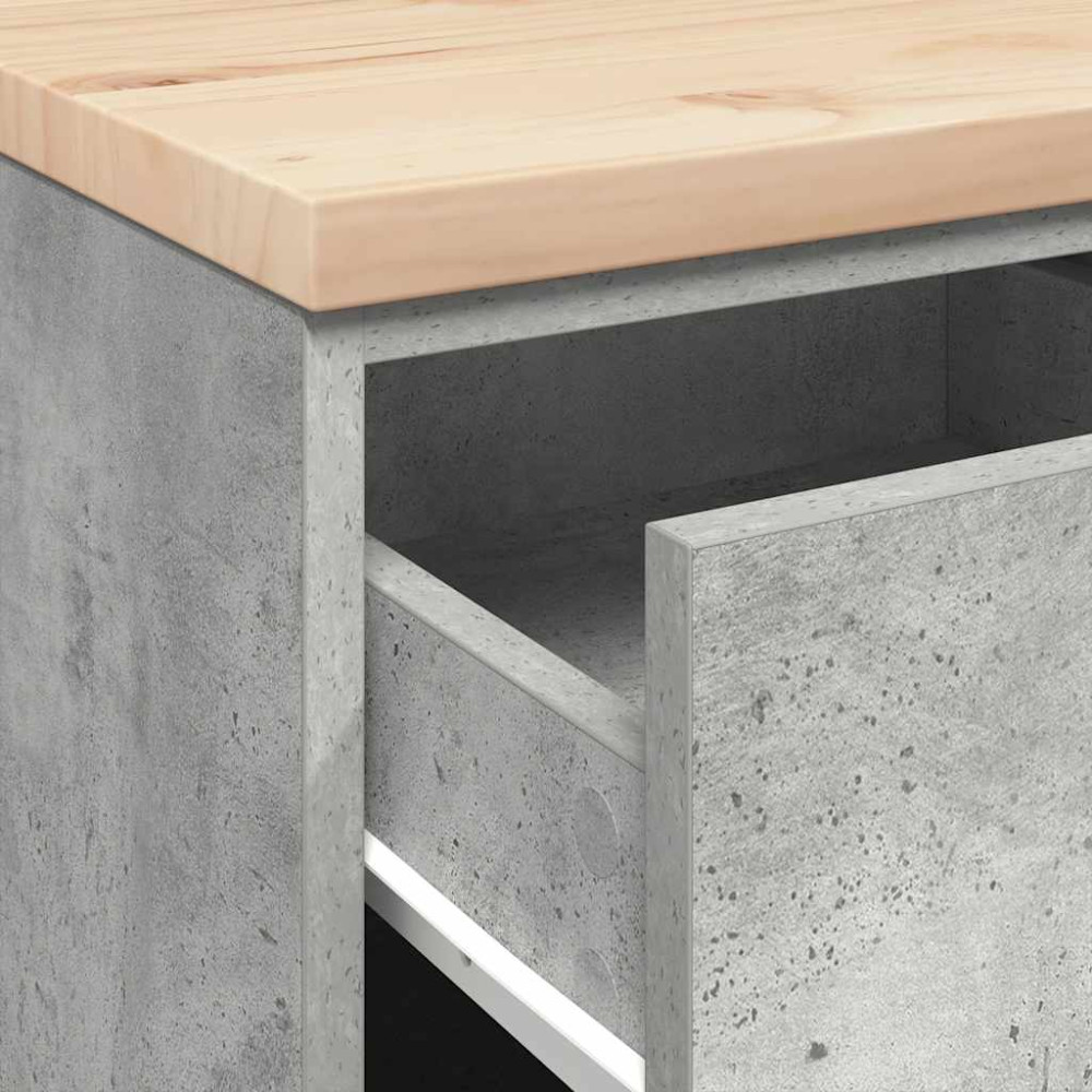 Produktbild för Förvaringsskåp för garage Betonggrå 40x51x85cm massivt trä furu